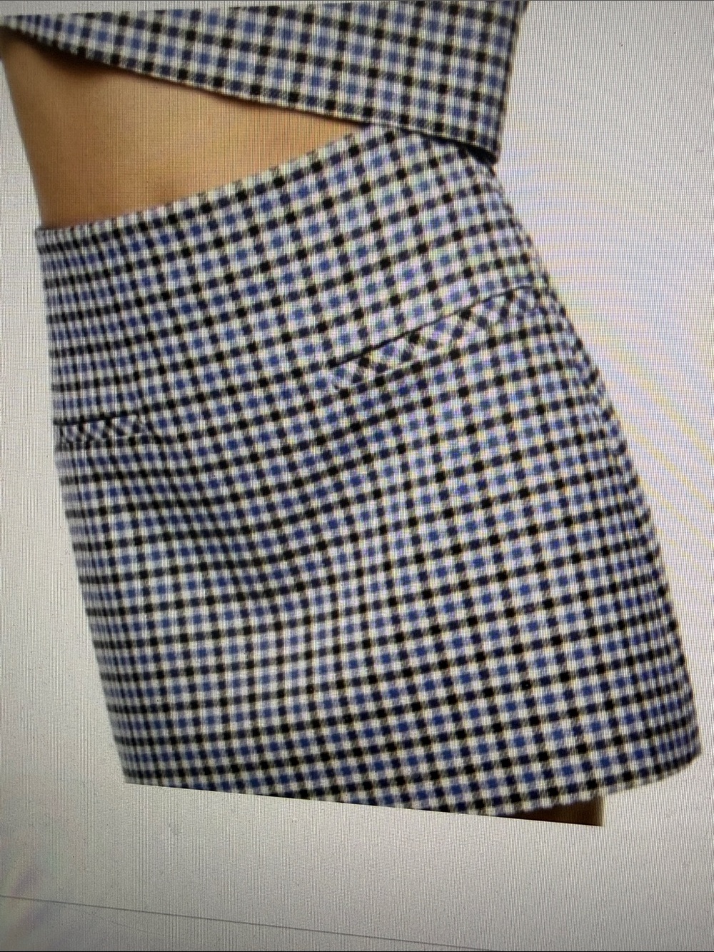 Zara Mini Skirt Houndstooth Plaid Retro Front Slit Pocket Mod 1960s Preppy M